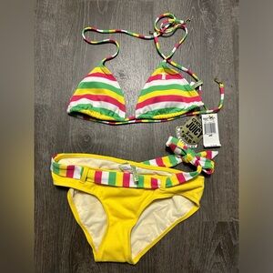 Juicy Couture Neon Stripe Bikini Set NWT